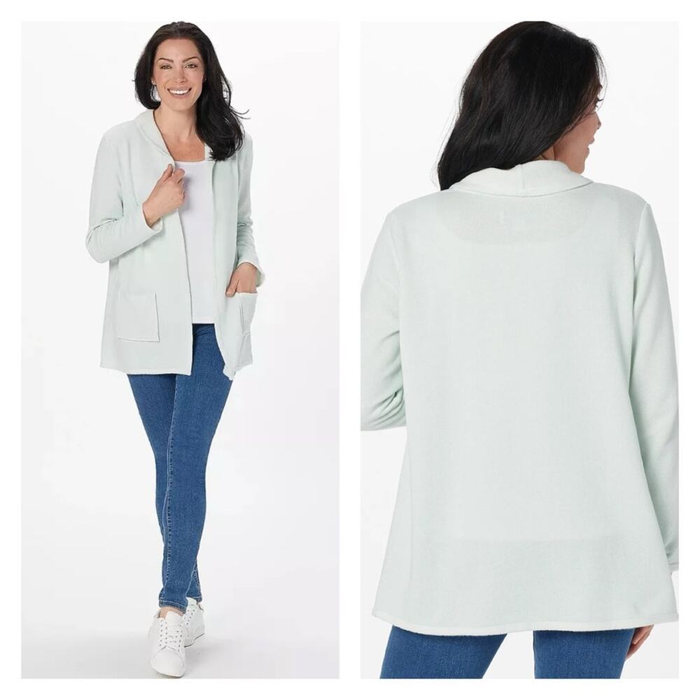 Koolaburra by Ugg French Terry Open Front Cardigan M Mint Green